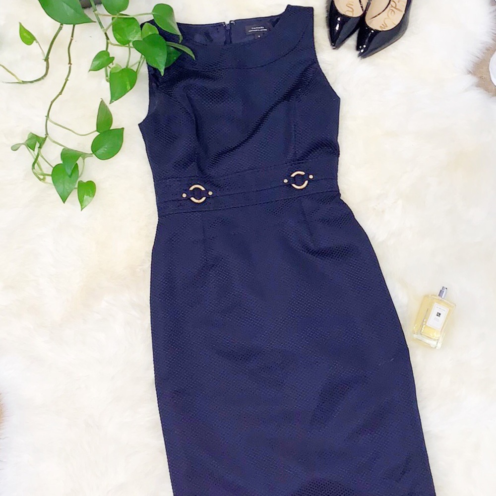 Tahari Patterned Dark Blue Professional Dress